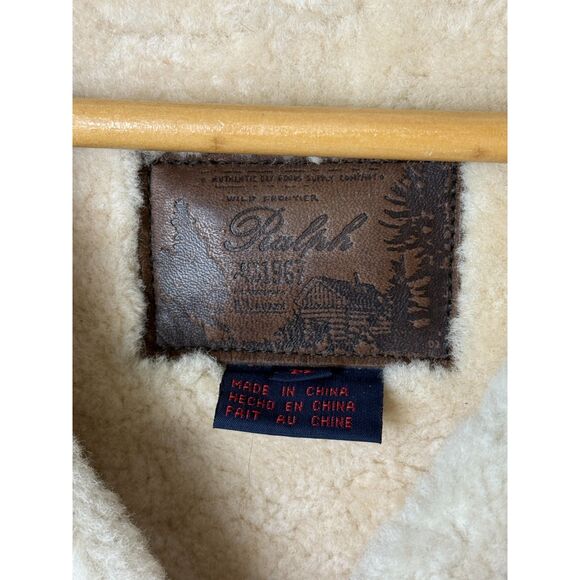 Vintage 1989 Ralph Lauren Shearling Sheepskin Vest Men’s Medium Brown Sherpa USA - Picture 4 of 5